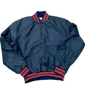 Vintage HOLLOWAY bomber jacket. XL navy blue with red accents.